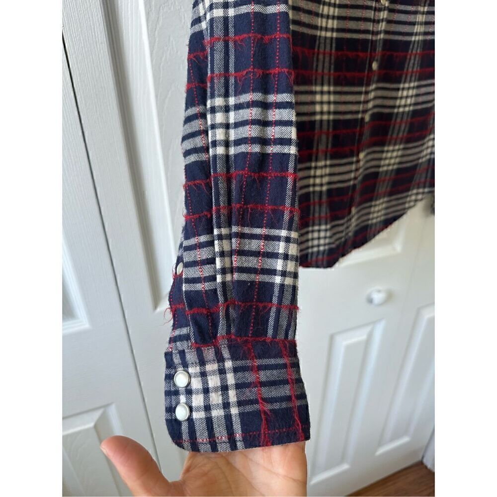 Jachs Girlfriend Lena Plaid Flannel Distressed Button Down Shirt - Picture 6 of 8